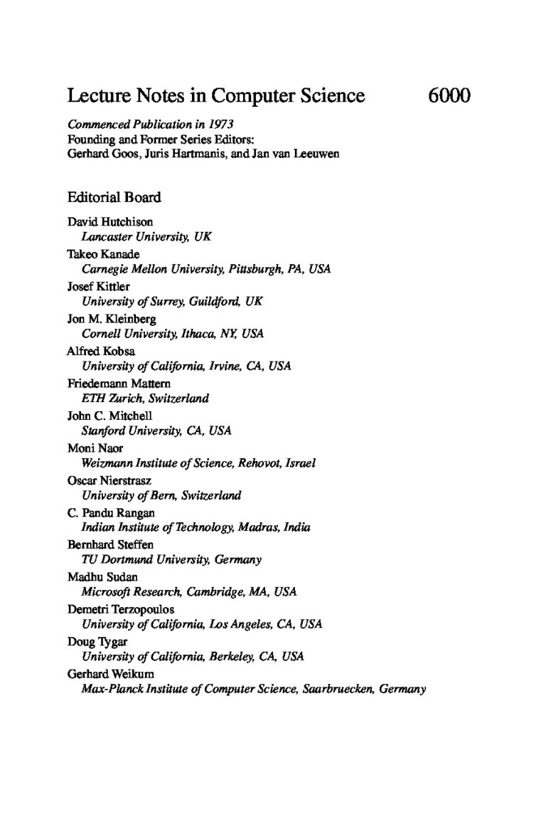 Lecture Notes in Computer Science Vol. 6000 – Editorial Board Collection PDF
