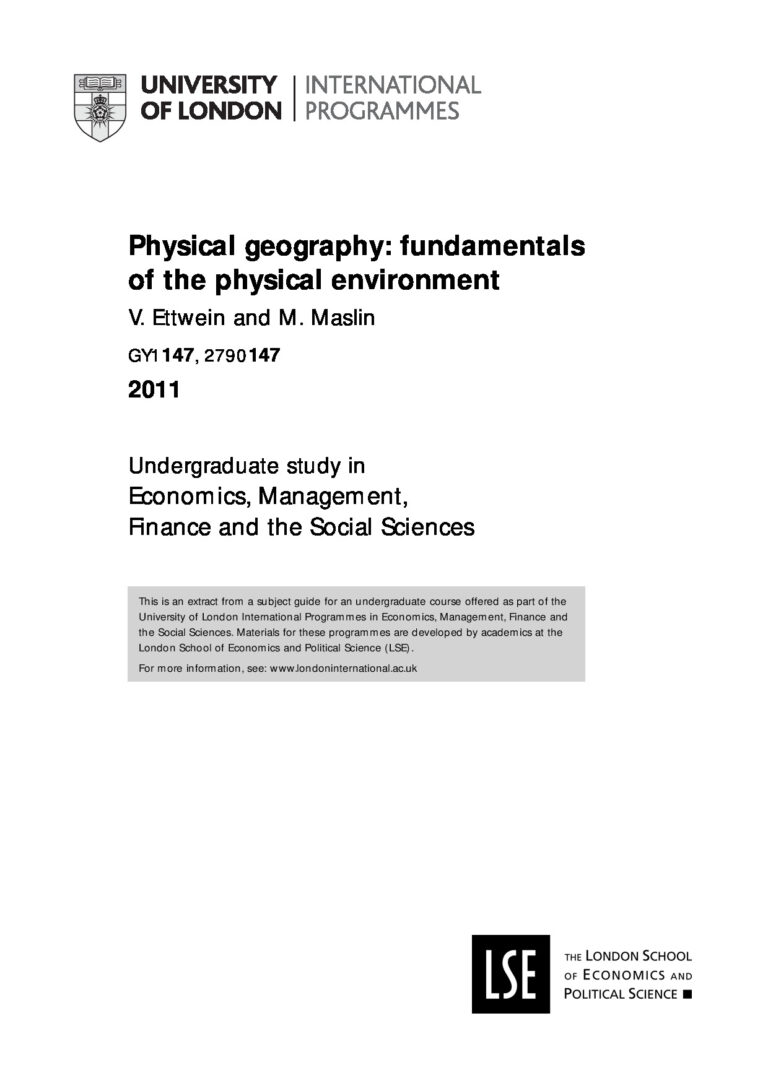 Physical Geography: Fundamentals of the Physical Environment – University of London