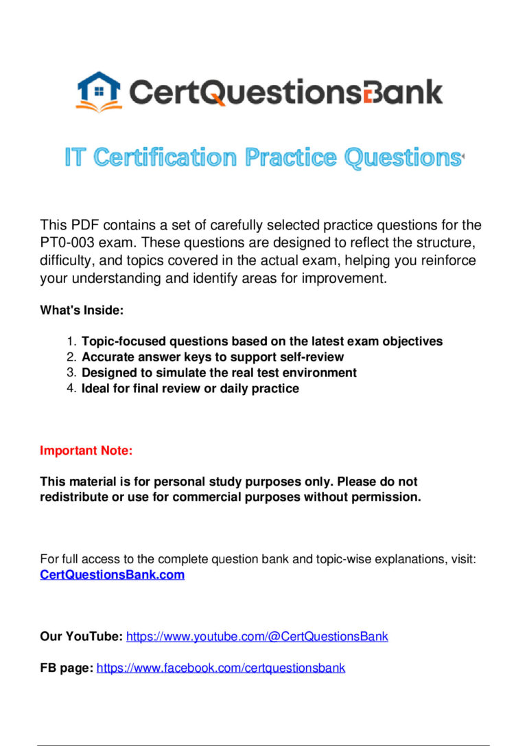 PT0-003 CompTIA PenTest+ Updated Practice Questions