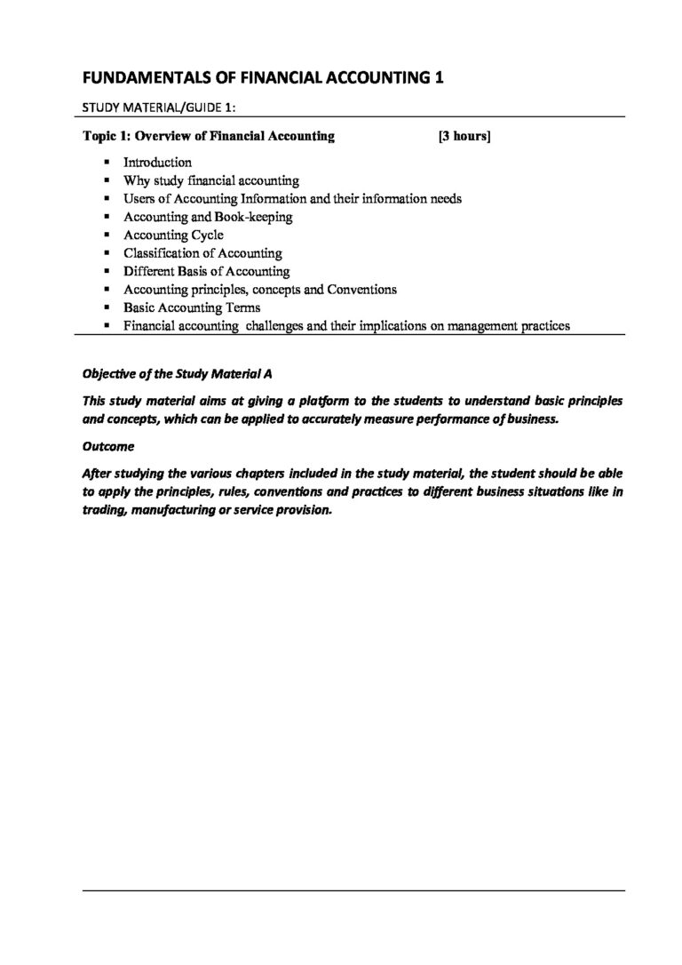 Fundamentals of Accounting Notes 1