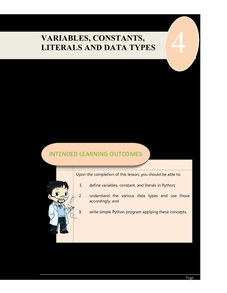 VARIABLES, CONSTANTS, LITERALS AND DATA TYPES