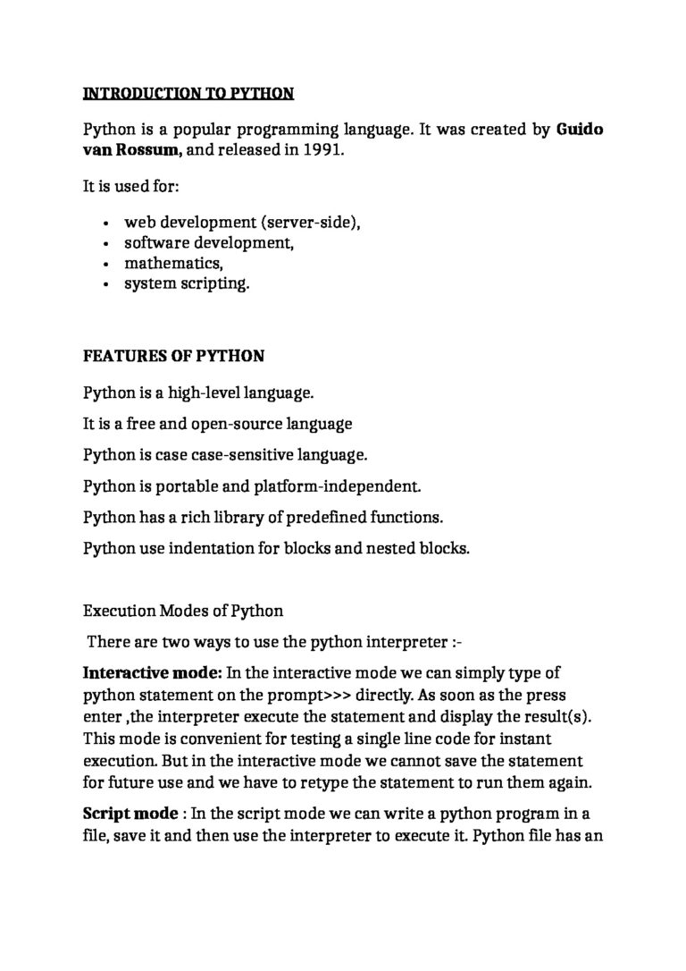 Introduction To Python