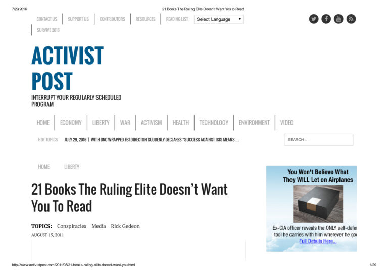 21 Books The Ruling Elite Doesn’t Want You To Read