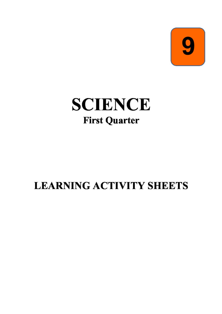 Learning Activity Sheets Grade 9 Science (Biology) First Quarter
