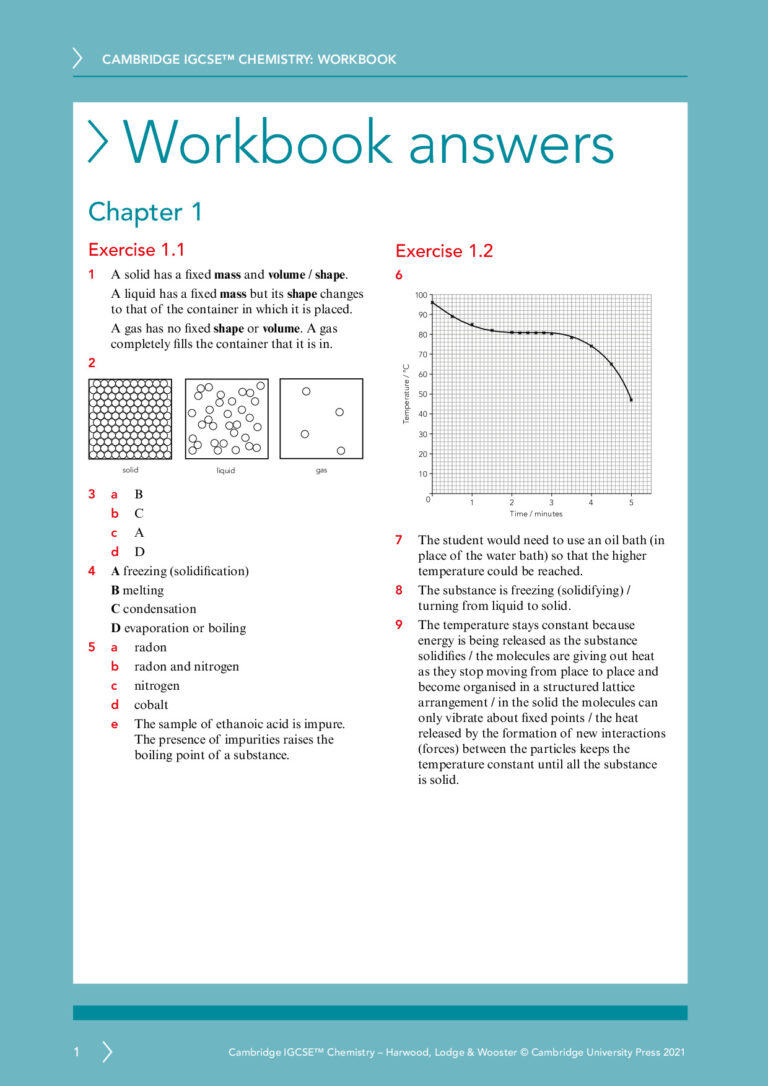 Cambridge IGCSE™ Chemistry Workbook – Answers