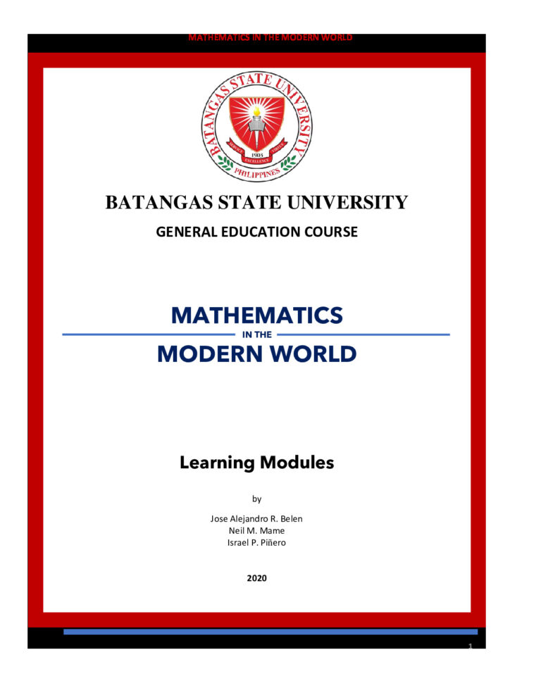 Ged 102 Mathematics in The Modern World Module PDF