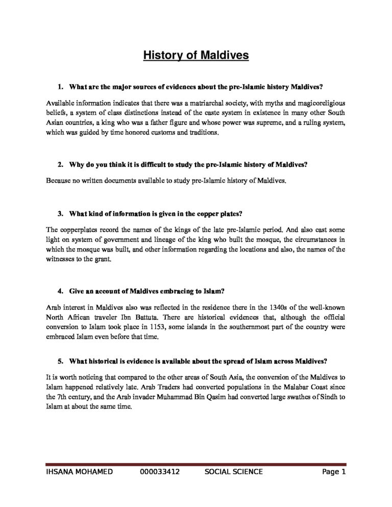 History of Maldives Assignmentk