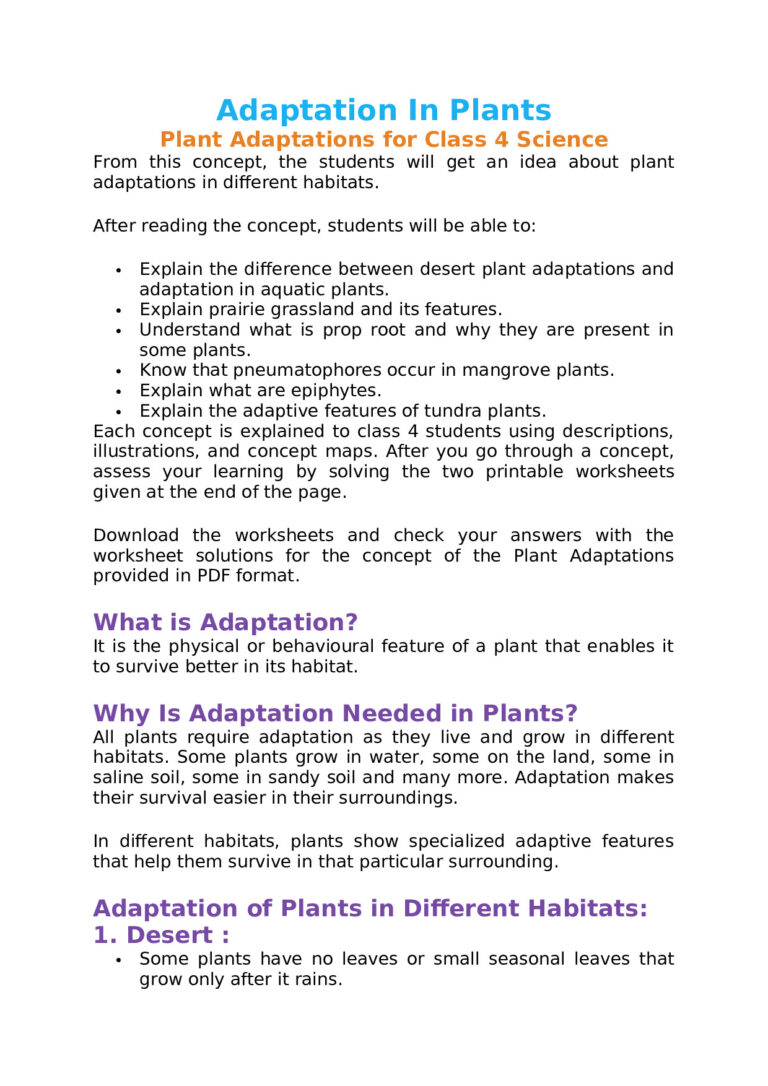Adaptation in Plants