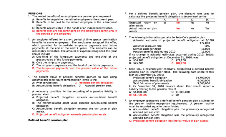 Pensions Practice Quiz