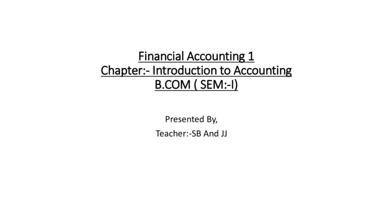 Financial Accounting by SB and JJ