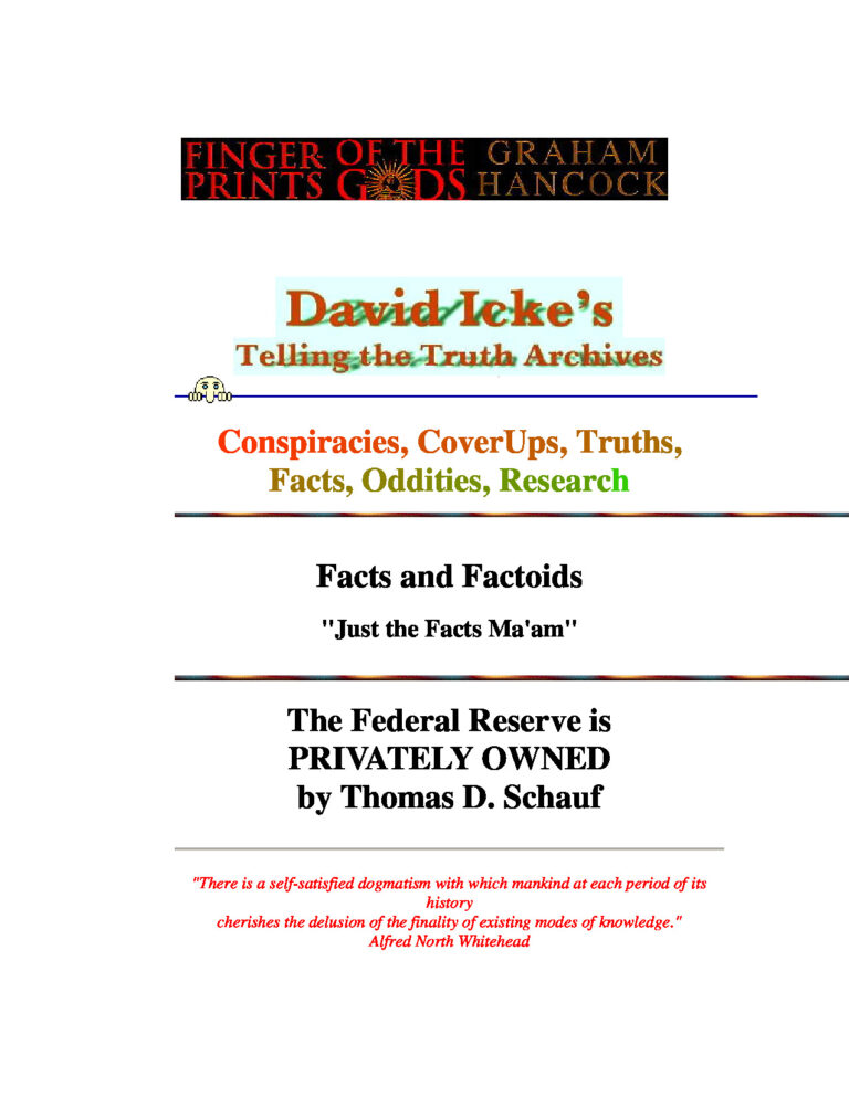 Conspiracies, Cover-Ups & The Federal Reserve PDF – David Icke, Graham Hancock, Thomas D. Schauf