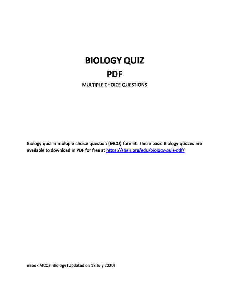 BIOLOGY QUIZ MULTIPLE CHOICE QUESTIONS