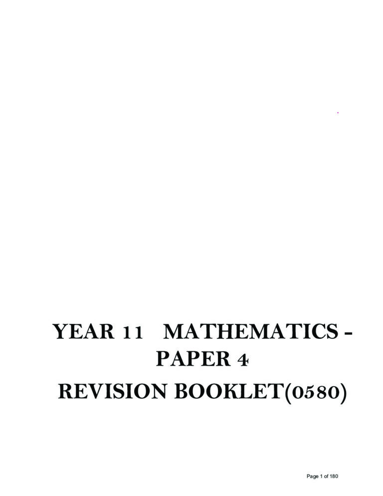Year 11 Maths Paper 4 Revision Booklet – 1739262531