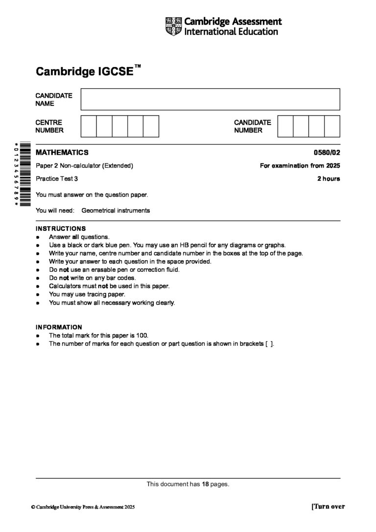 0580 Practice Test 3 2025 (Paper 2) QP