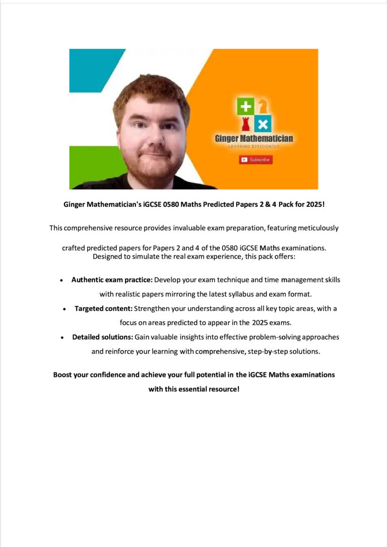 Ginger Mathematician Predicted Papers May June 2025