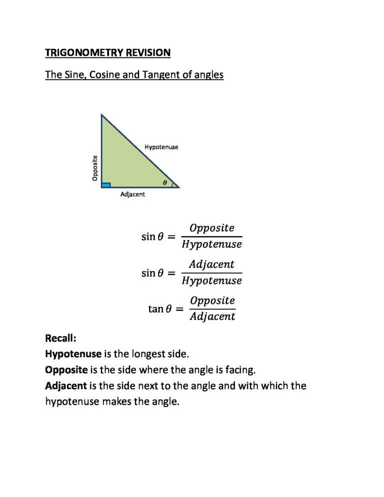 O’level MATHEMATICS TRIGONOMETRY REVISION